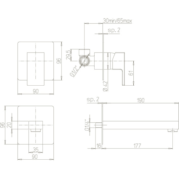 Смеситель для раковины Paini Dax 84CR208RQ