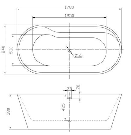 Акриловая ванна BelBagno 178x84 BB14