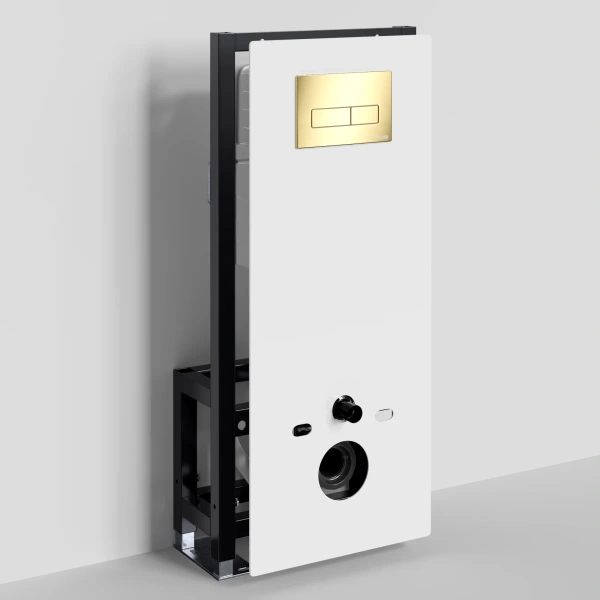 Инсталляция для унитаза WasserKRAFT Glan 66 66TLT.010.ME.WH.PG03 с кнопкой смыва, золотой