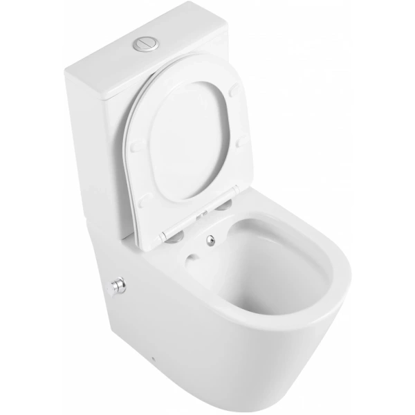 Унитаз-компакт CeramaLux 2179-BD безободковый, с функцией биде, с сиденьем микролифт, белый
