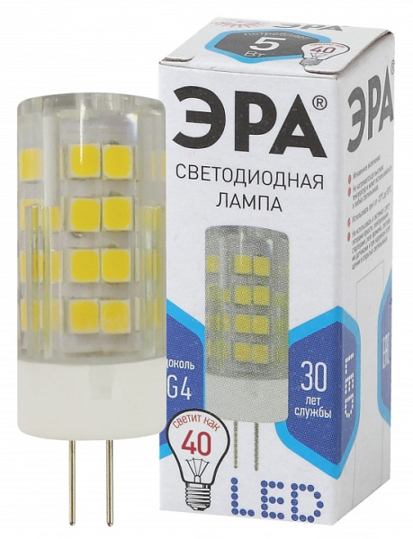 Лампа светодиодная Эра Стандарт G4 5Вт 4000K LED JC-5W-220V-CER-840-G4
