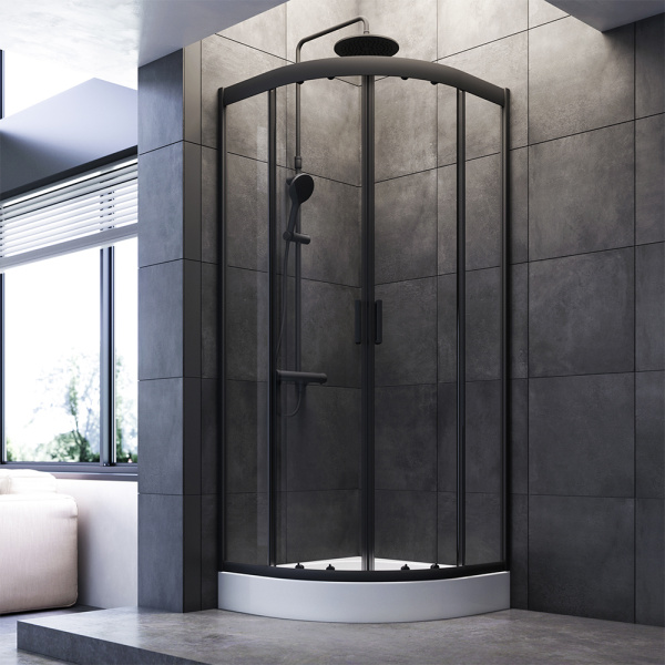 Душевой уголок 80x80 AM.PM Gem 1/4 Rond W90G-401-080BT черный