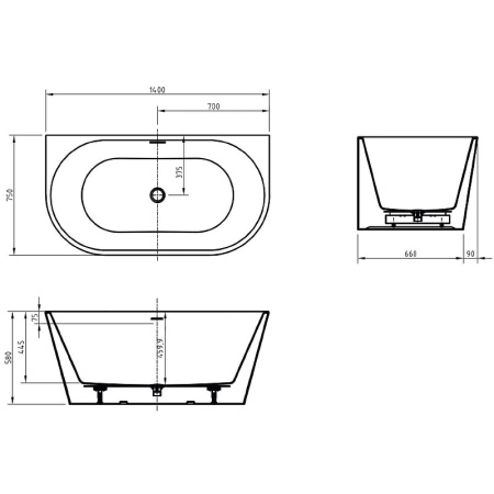 Акриловая ванна BelBagno 140x75 BB710-1400-750