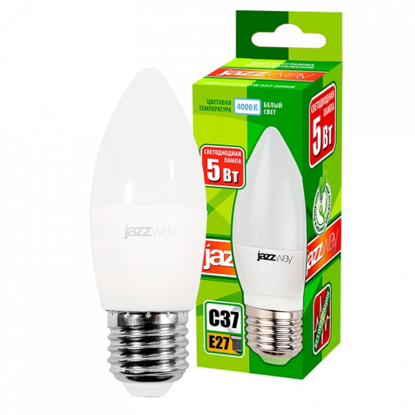Лампа светодиодная Jazzway  E27 5Вт 4000K PLED-ECO-C37 5w E27 4000K