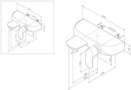 Смеситель для ванны AM.PM Sensation F3010000