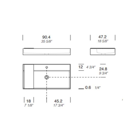Раковина Milldue Man 91 2463*1 Bianco Opaco