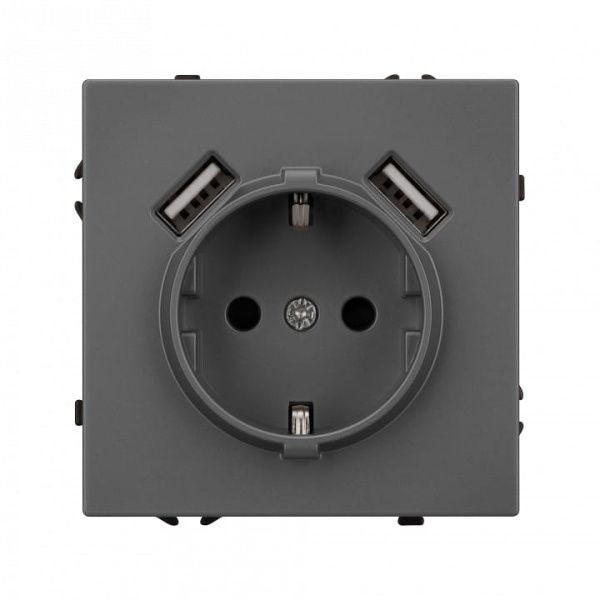 Розетка с заземлением и со шторкой и 2хUSB type A, без рамки Arlight NOBE 054291(1)