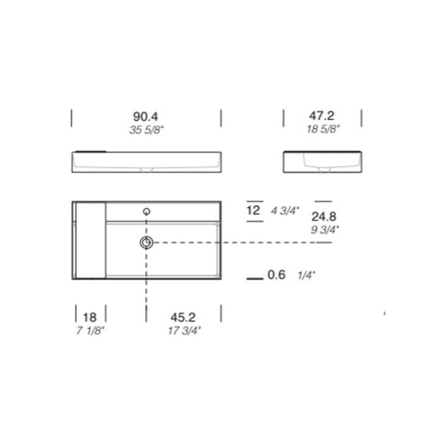 Раковина Milldue Man 91 2463*1 Bianco Opaco