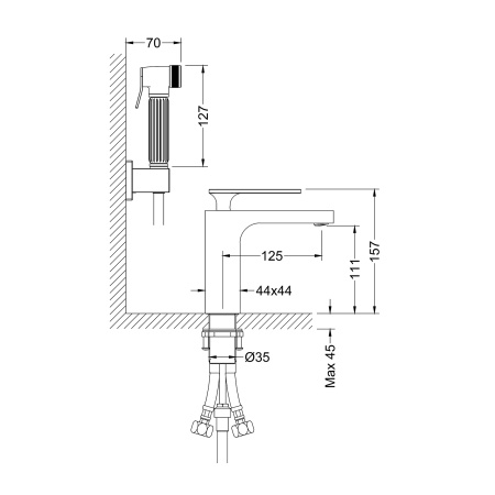 Смеситель для раковины с гигиеническим душем Timo Torne 4360/03G черный