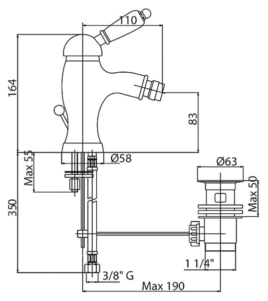Смеситель для биде Cezares Vintage VINTAGE-BSM1-03/24-Sw