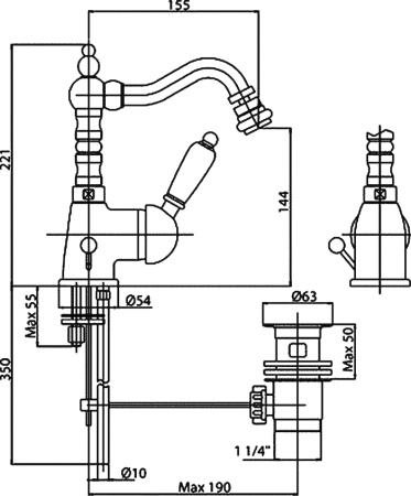 Смеситель для биде Cezares Elite ELITE-BSM2-01-Bi