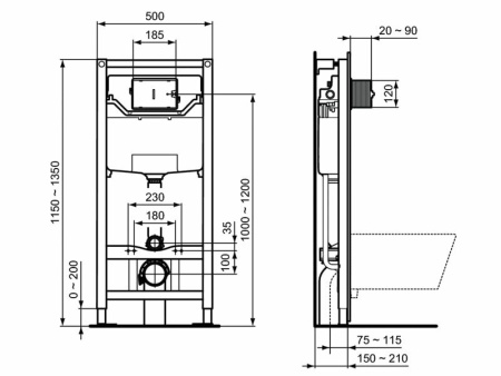 Комплект с инсталляцией Ideal Standard ProSys™ + Connect E212701