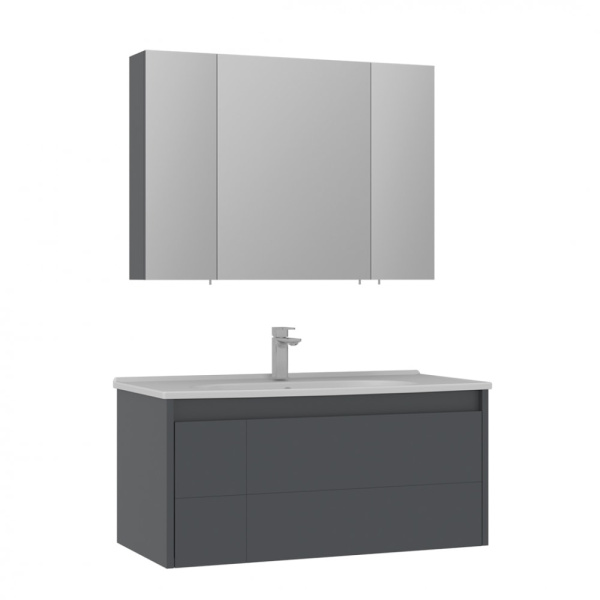 Тумба с раковиной Orka Likya 100 5002489 антрацит матовый/белый