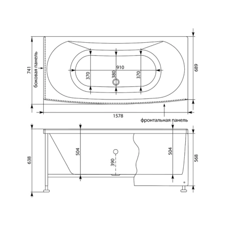 Акриловая ванна 157,8x74,1 см Aquanet Izabella 00205499