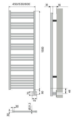 Полотенцесушитель электрический Neoinox BRAS 1500x530 RAL белый