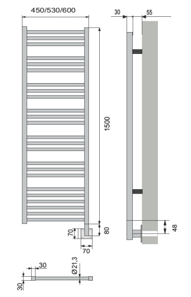 Полотенцесушитель электрический Neoinox BRAS 1500x530 RAL белый