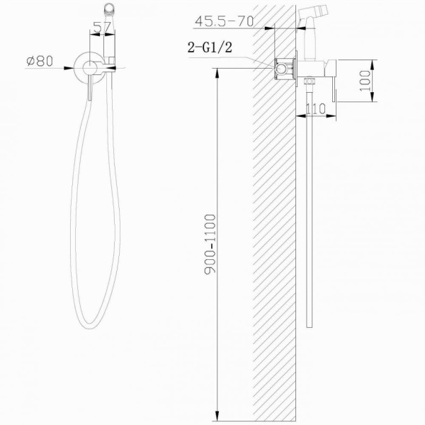 Гигиенический душ Abber Wasser Kreis AF8125NG со смесителем никель