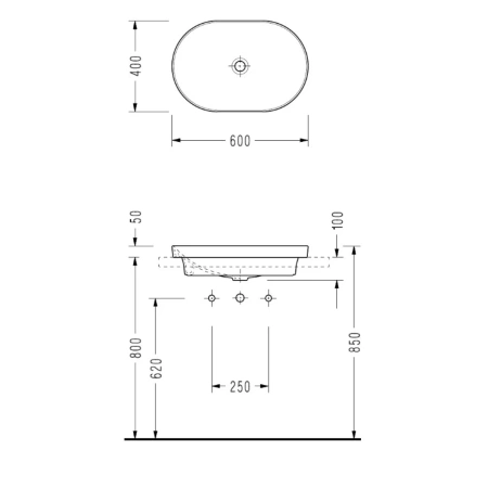 Раковина 60x40 см Serel Saphire SP33