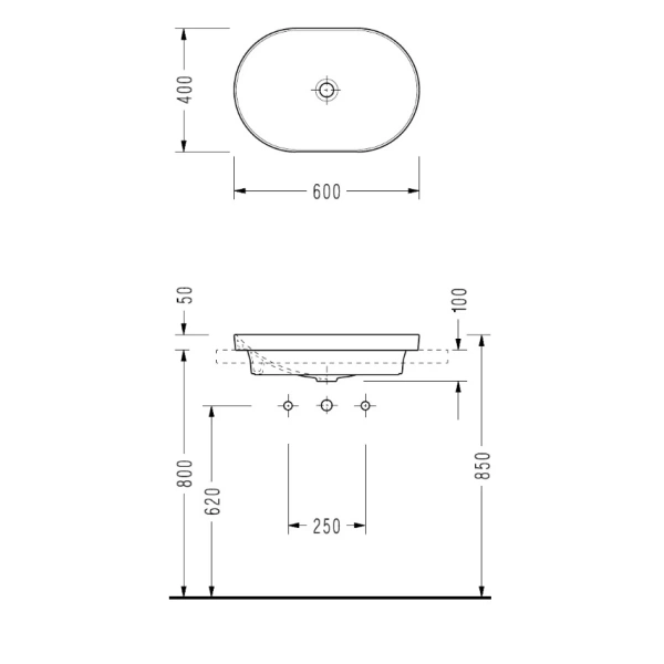 Раковина 60x40 см Serel Saphire SP33
