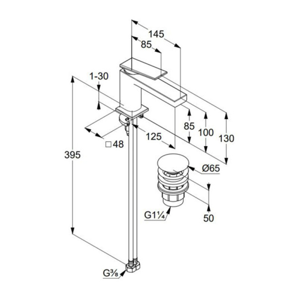 Смеситель для раковины Kludi Decus 542663975 черный матовый
