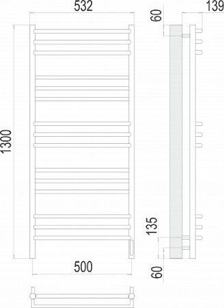 Полотенцесушитель электрический Terminus Прато П15 500х1300 4670078531513