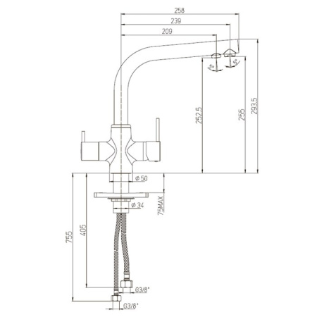 Смеситель для кухни Paini Arena 92CR6433VEB90DA