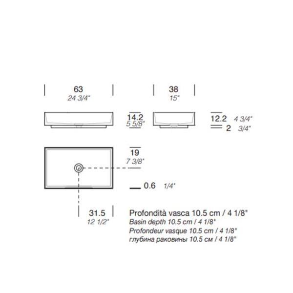 Раковина Milldue Step 63 9297.19*0 Bianco Opaco