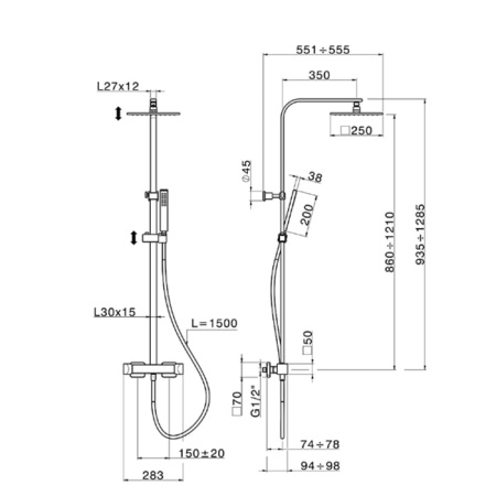 Душевая стойка Cisal Hi-Rise RIC8601N21