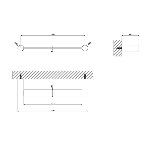 Полотенцедержатель Gessi 316 30 см 54797#299 черный матовый