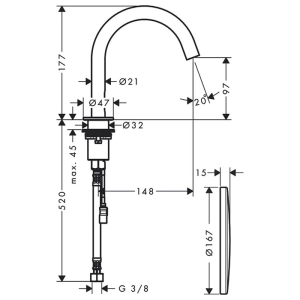 Смеситель для раковины Axor Uno 38010000