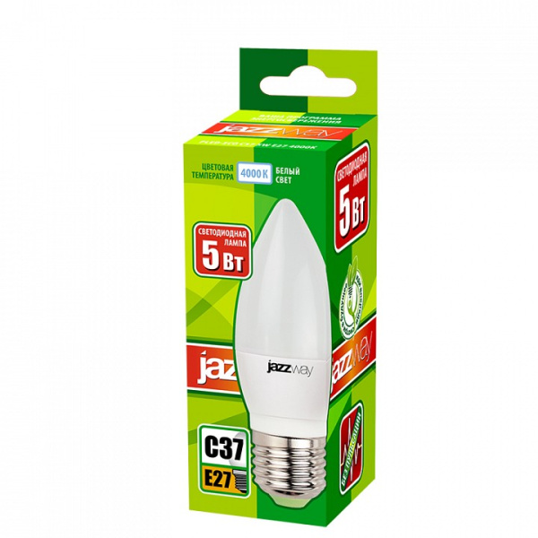 Лампа светодиодная Jazzway  E27 5Вт 4000K PLED-ECO-C37 5w E27 4000K
