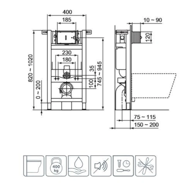 Инсталляция для унитаза Ideal Standard Prosys Frame 150 M R009067