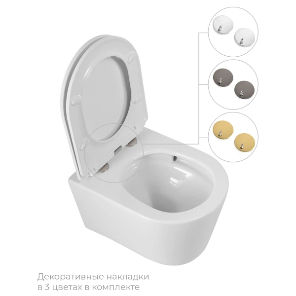 Унитаз подвесной Cezares Liner CZR-38083-49-TH-TOR/SC безободковый, торнадо, с сиденьем микролифт, белый