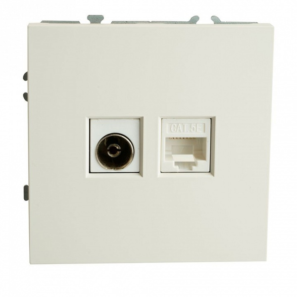 ТВ-розетка и розетка Ethernet RJ-45 без рамки Stekker Эмили 49872