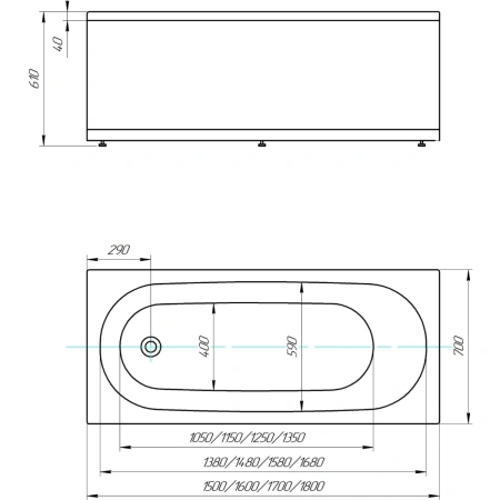 Акриловая ванна Aquatek Оберон OBR150-0000003 150x70 см, белый