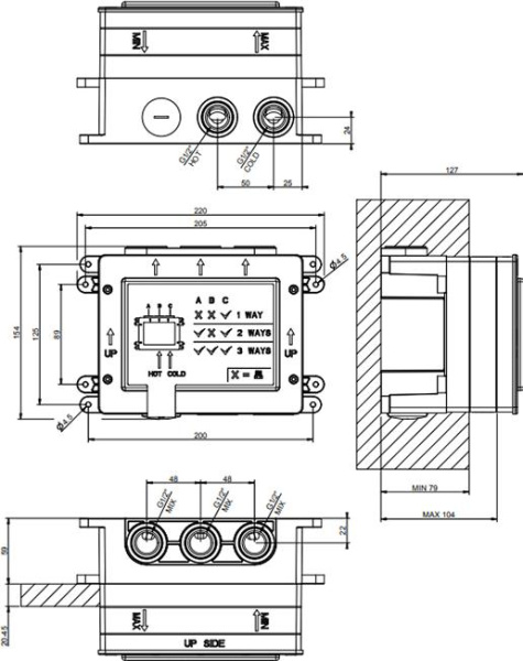 Скрытая часть для термостатического смесителя с кнопками Gessi Hi-Fi 63001#031, хром
