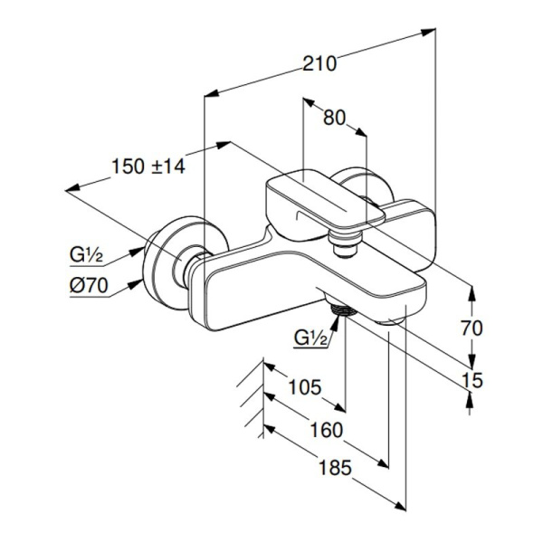 Смеситель для ванны и душа Kludi Renon 426910575