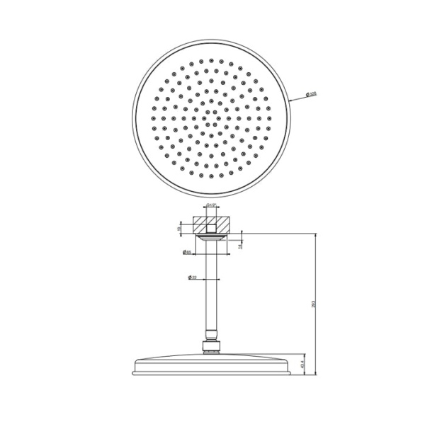 Верхний душ Gessi Venti 20 65153#299 черный матовый
