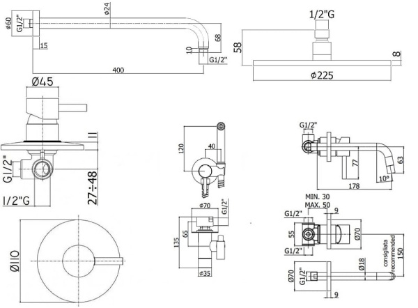 Комплект смесителей Paffoni Light KITZLIG011CR006 с гигиеническим душем