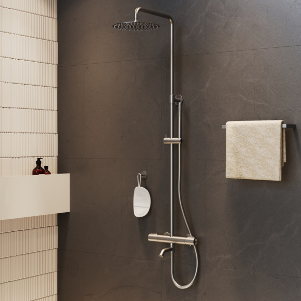 Душевая стойка Paini Cox 78PW687THSSD250F1B с термостатом брашированный никель