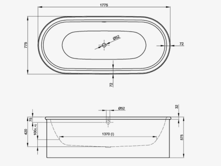 Стальная ванна Bette Suno Oval 177x77 2740-000 CFXXSR