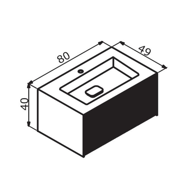 Тумба с раковиной Orka Cube 80 3000371 антрацит матовый/белый