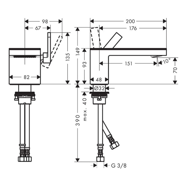 Смеситель для раковины Axor MyEdition 47010600 хром/черное стекло