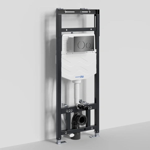 Инсталляция для унитаза WasserKRAFT Alme 15 15TLT.010.ME.PB02 с кнопкой смыва, черный глянец