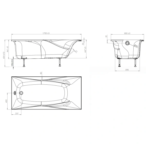 Ванна из литьевого мрамора Astra-Form Вега Люкс 01010003 170x80 см, белый