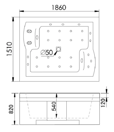 Акриловая ванна Gemy 186х151 G9052 II K L белый