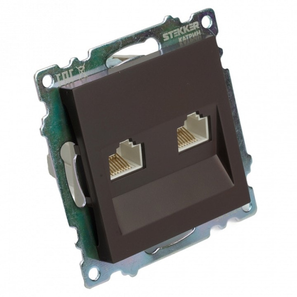 Розетка двойная Ethernet RJ-45 без рамки Stekker Катрин 50006