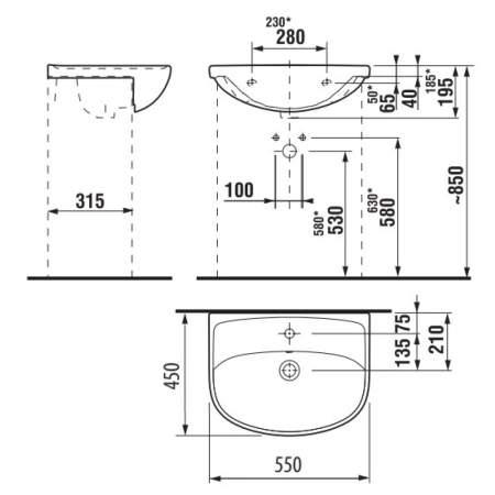 Раковина 55x45 см Jika Lyra Plus 8133820001041