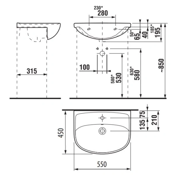 Раковина 55x45 см Jika Lyra Plus 8133820001041