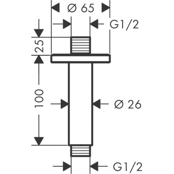 Потолочное подсоединение hansgrohe Vernis Blend 27804670 100 мм матовый черный
